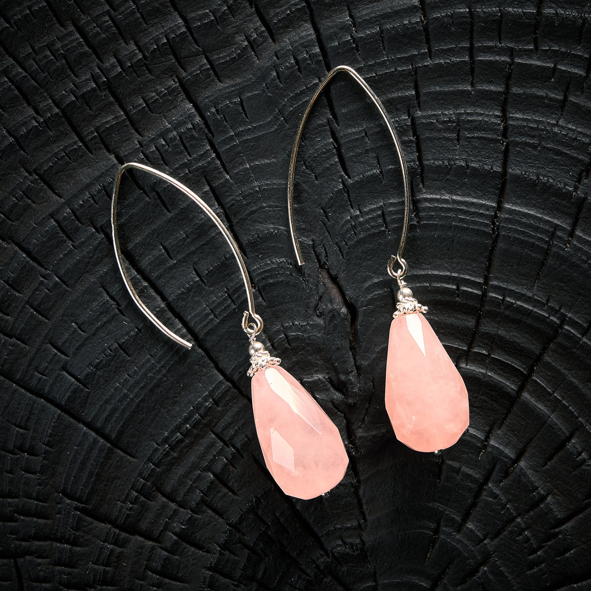 Boucles d'Oreilles en Quartz Rose