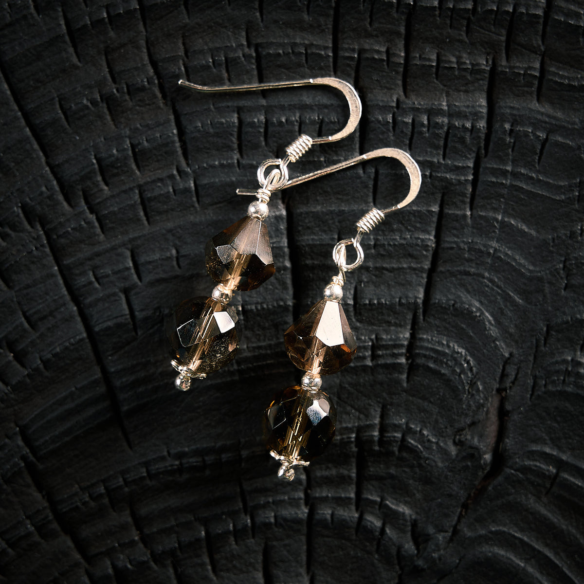 Boucles d'Oreilles en Quartz Fumé