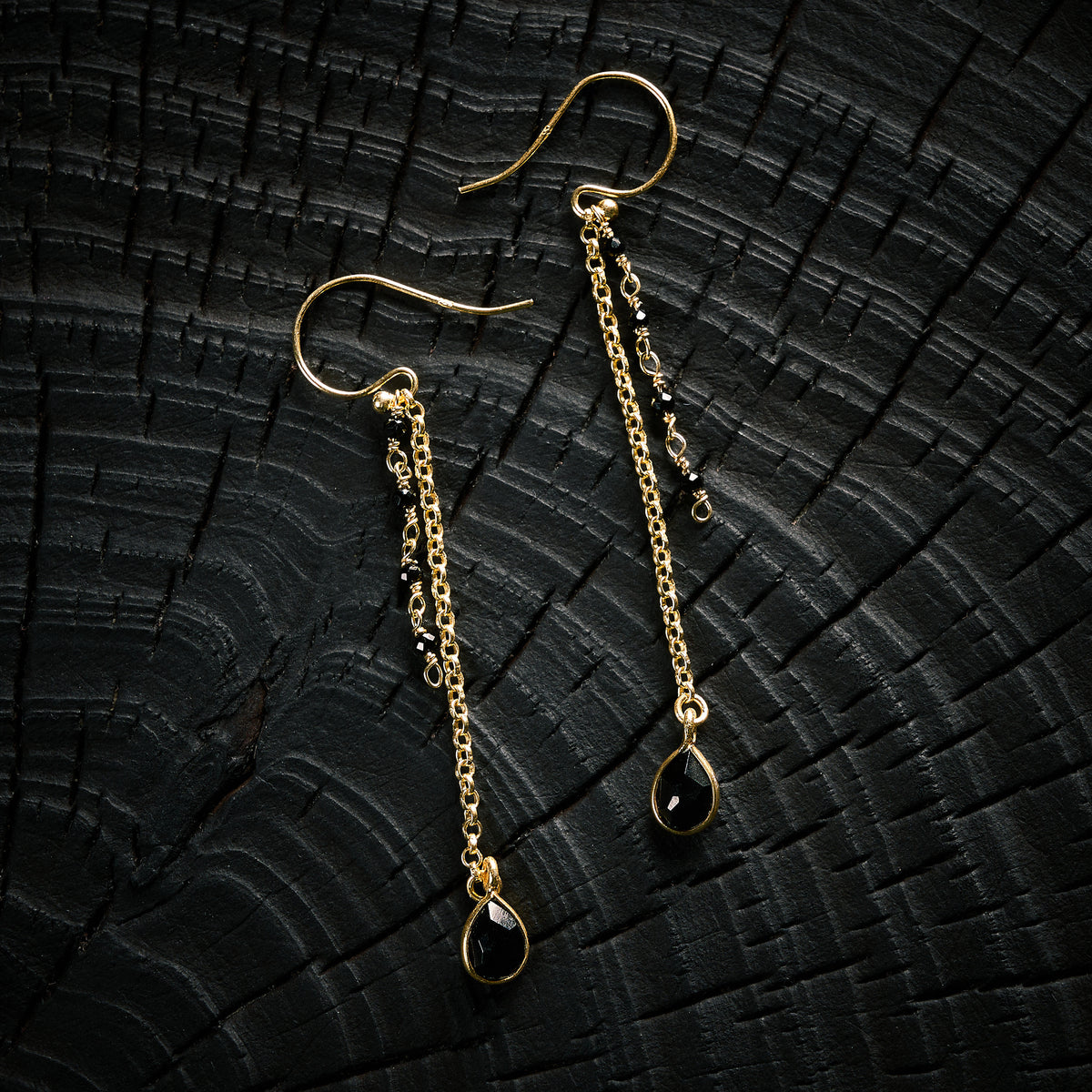 Boucles d'Oreilles en Agate NOire - Onyx