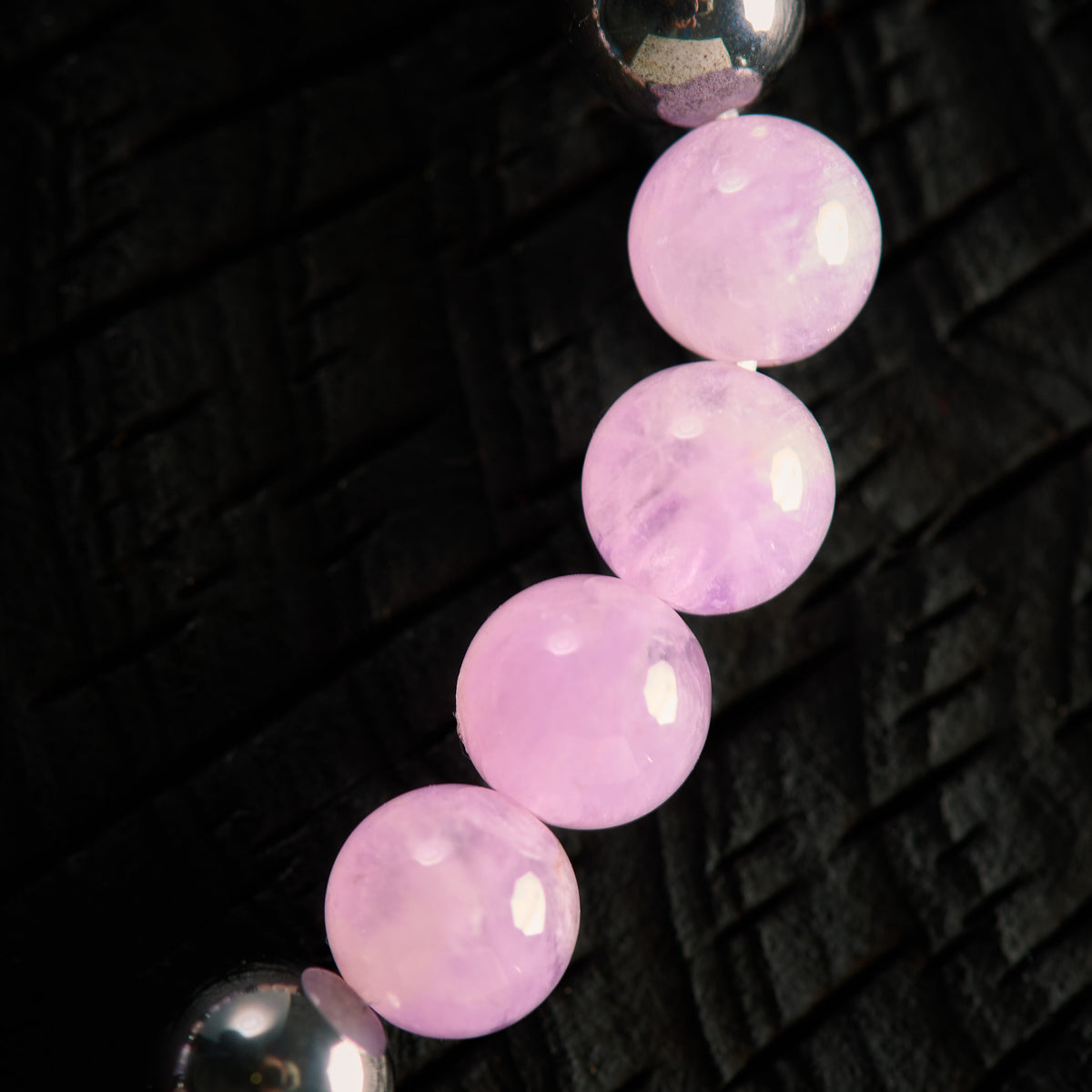 Bracelet élastique en Quartz Rose, Hématite et Lépidolite