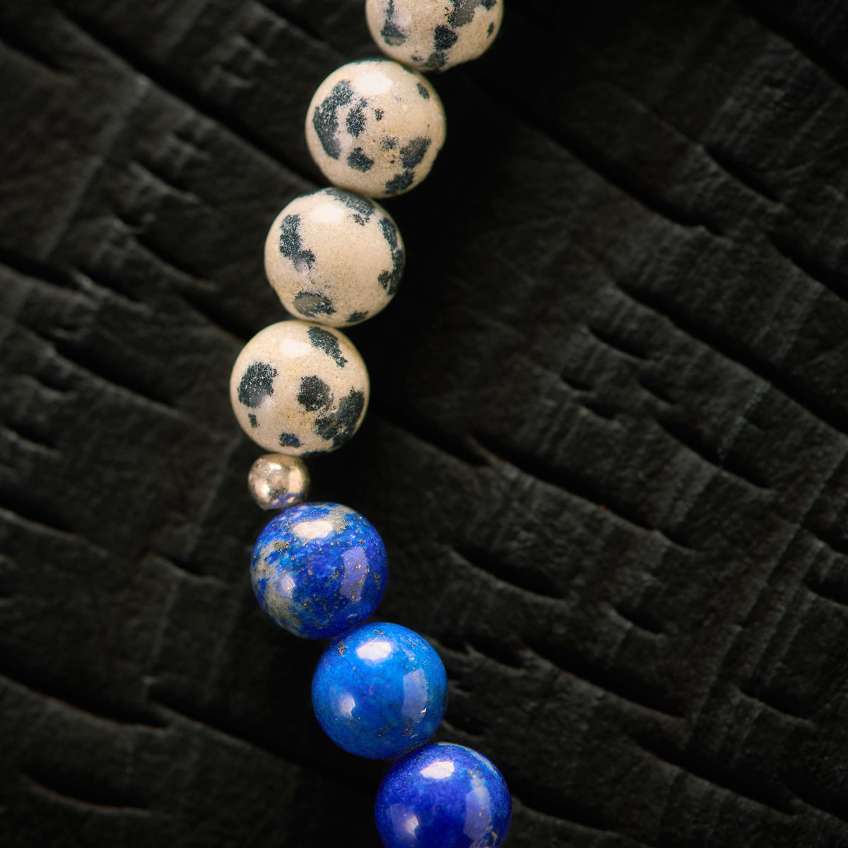 Bracelet élastique enJ aspe Dalmatien et Lapis Lazuli