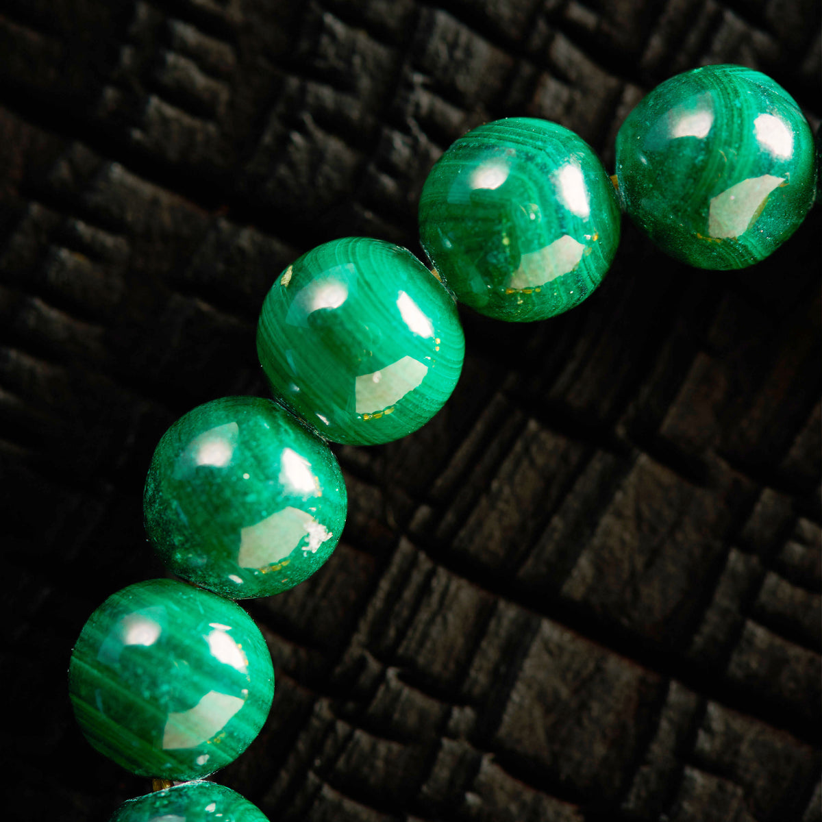Bracelet élastique en Malachite et Ambre
