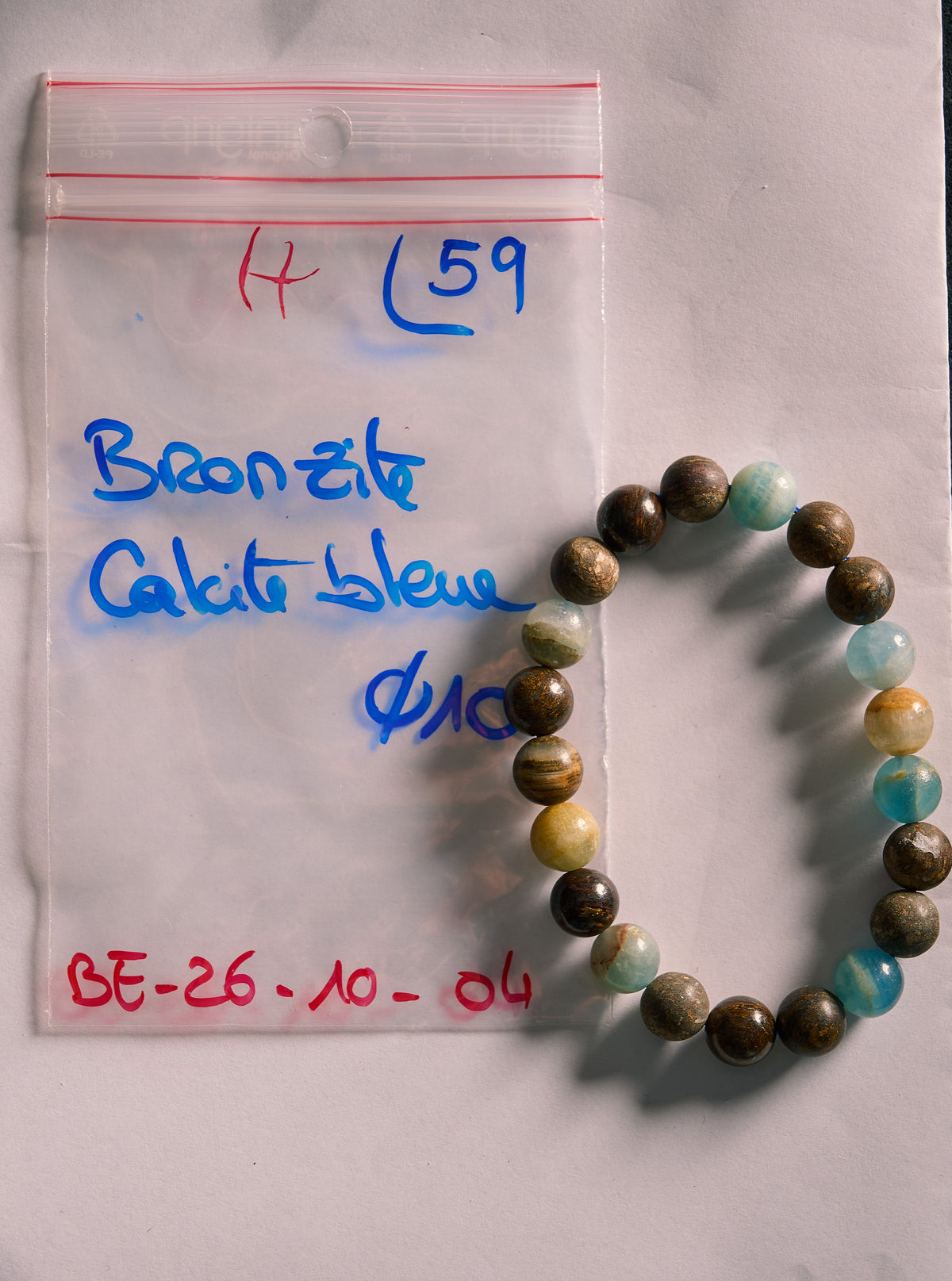 Bracelet élastique en Calcite Bleue et Bronzite