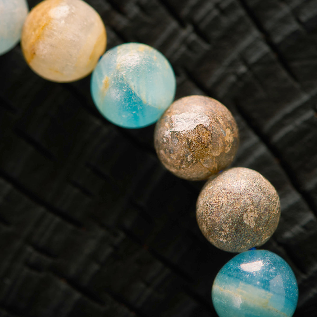 Bracelet élastique en Bronzite et Calcite bleue
