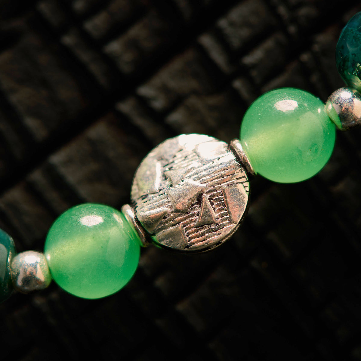 Bracelet élastique en Aventurine et Agate Mousse