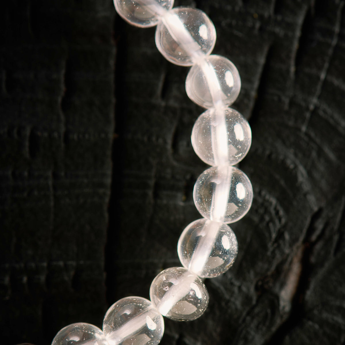 Bracelet élastique en Cristal de Roche et Rudraksha