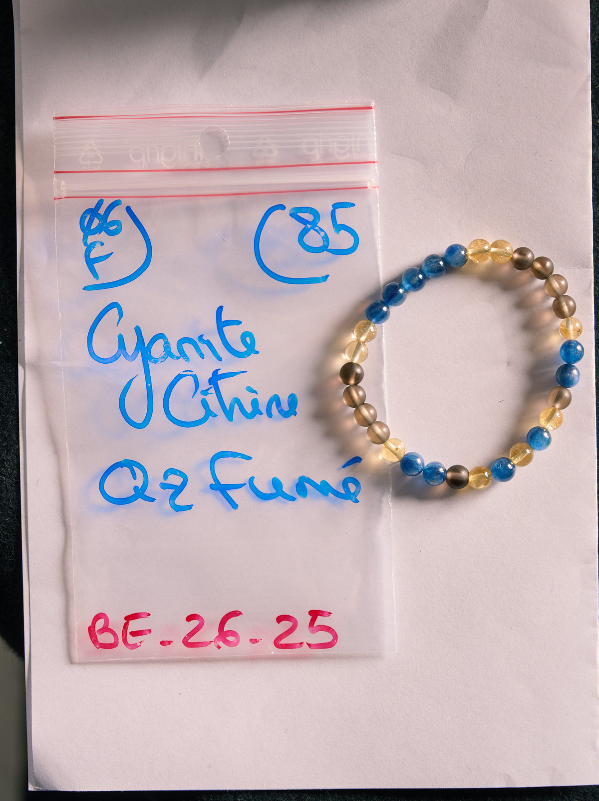 Bracelet élastique en Cyanite, Citrine et Quartz Fumé