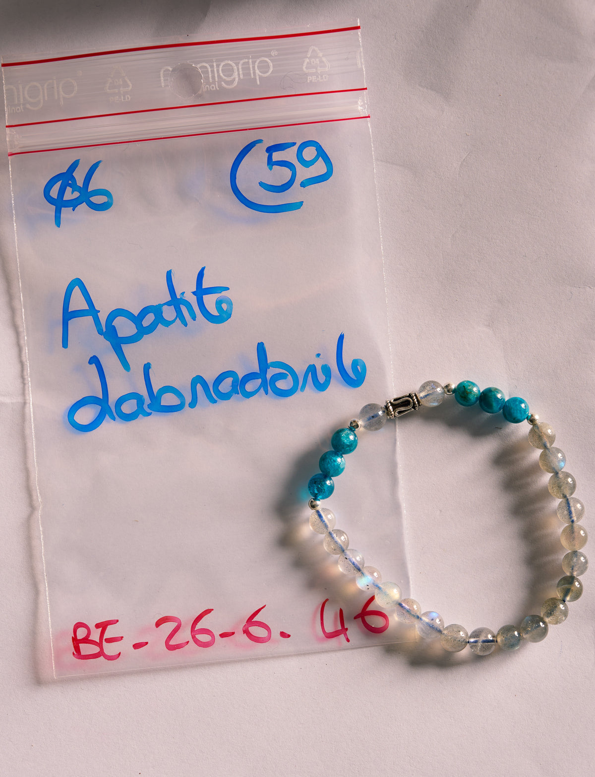 Bracelet élastique en Labradorite et Apatite