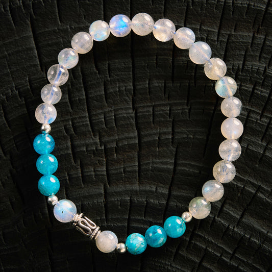Bracelet élastique en Apatite et Labradorite