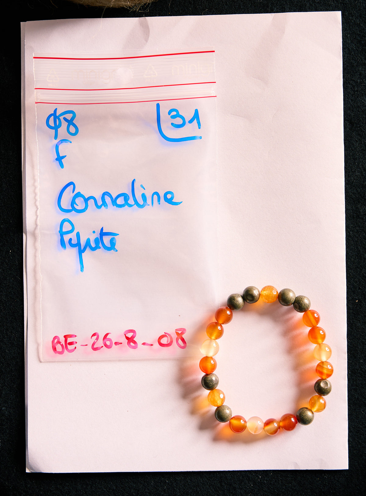 Bracelet élastique en Cornaline et Pyrite
