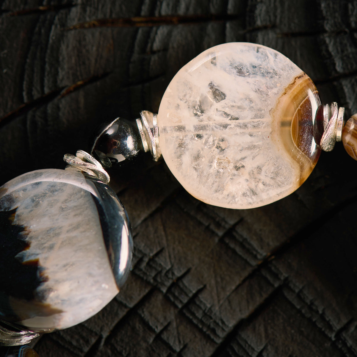 Bracelet élastique en Agate Rubanée - Sardonyx