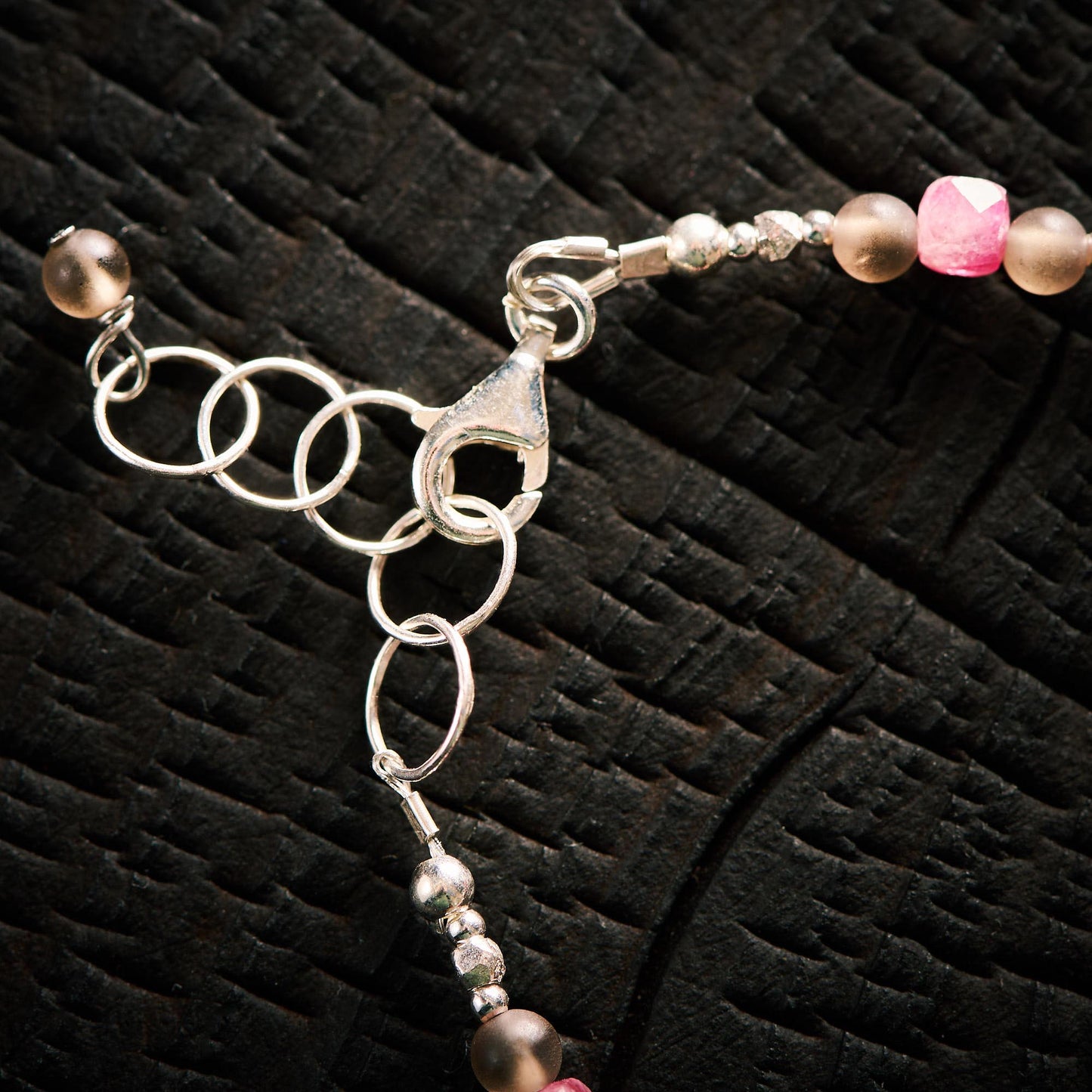Bracelet en Tourmaline Rose et Quartz Fumé