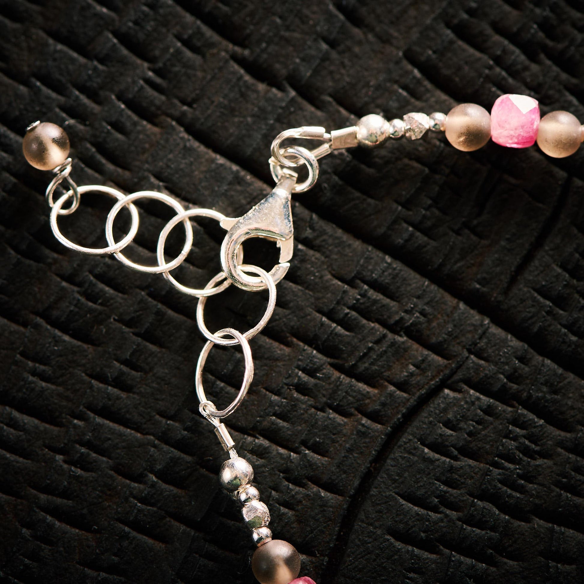 Bracelet en Tourmaline Rose et Quartz Fumé