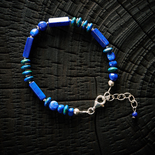 Bracelet en Lapis Lazuli et Azurite