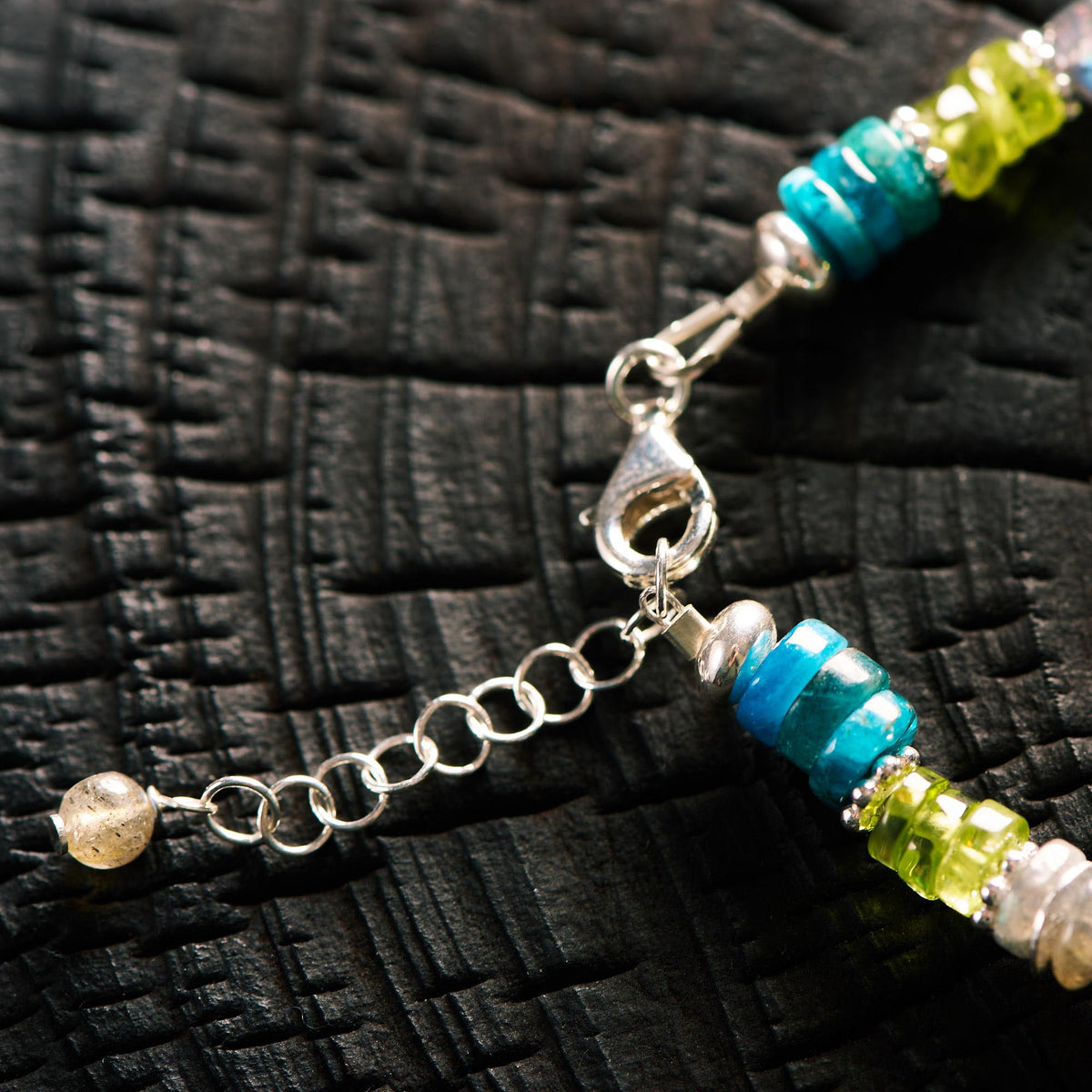 Bracelet en Chrysocolle, Aigue Marine et Péridot - Olivine