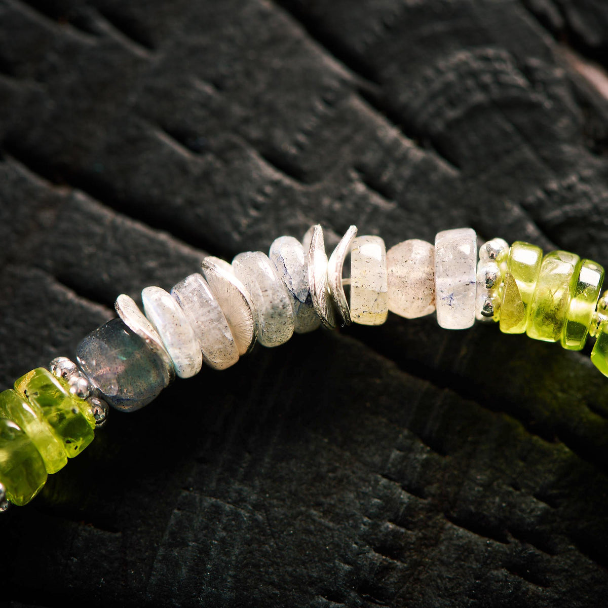 Bracelet en Chrysocolle, Aigue Marine et Péridot - Olivine