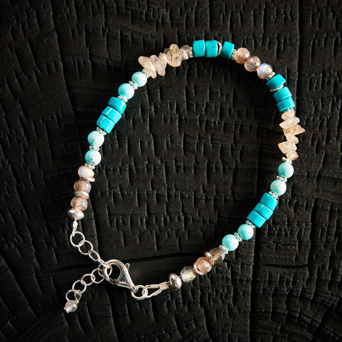 Bracelet en Labradorite et Turquoise
