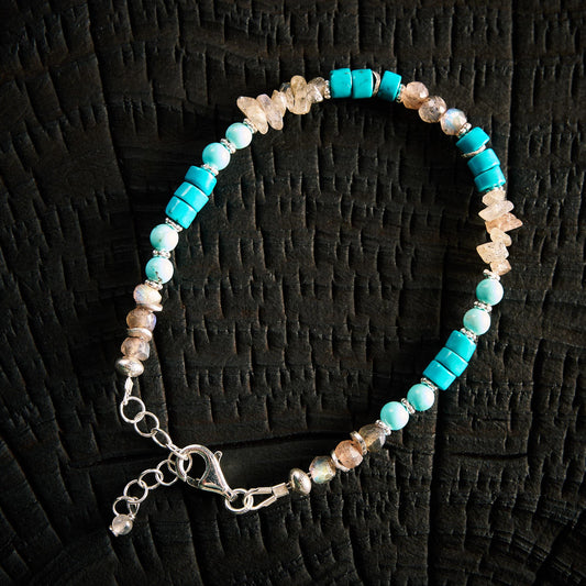 Bracelet en Labradorite et Turquoise