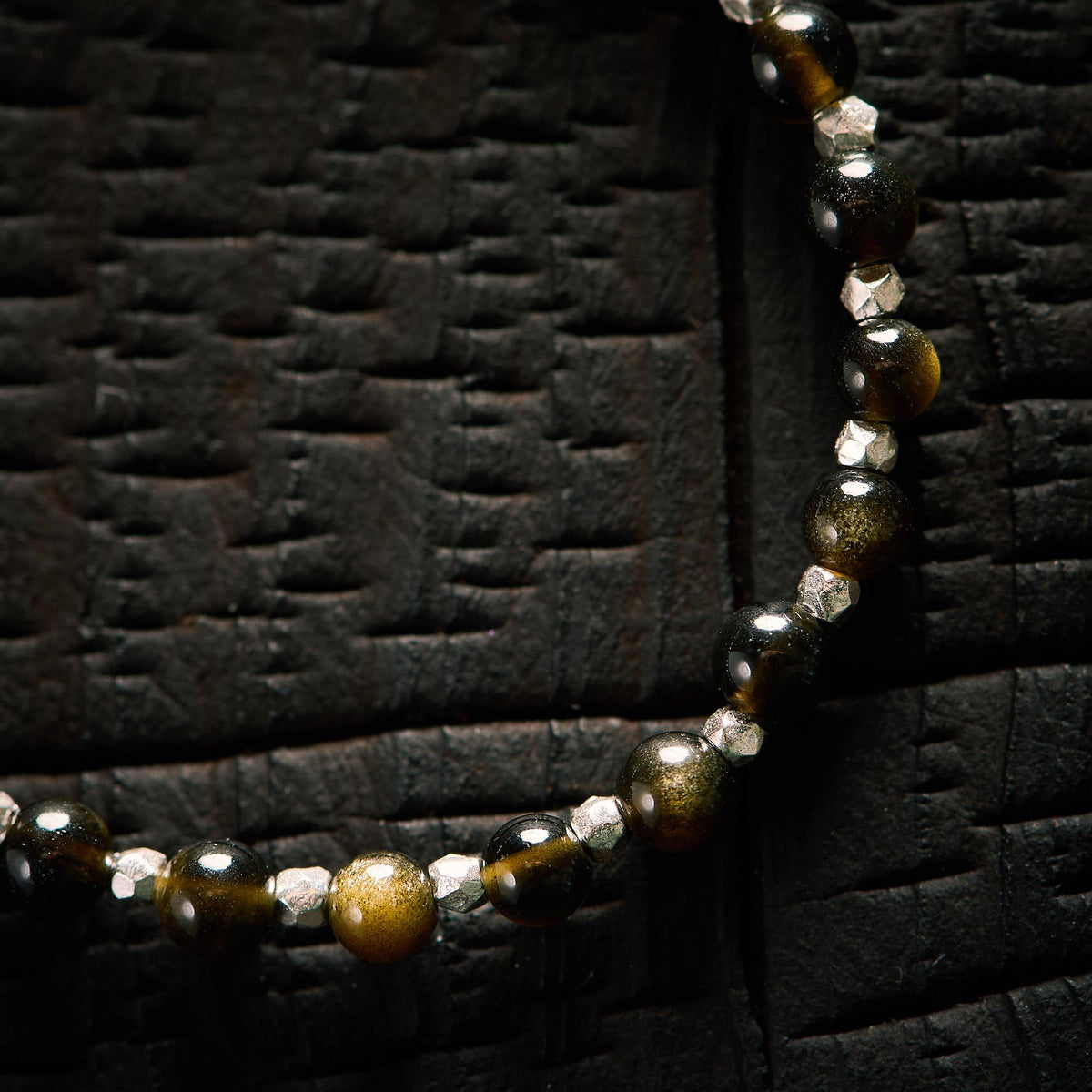 Bracelet en Obsidienne Dorée