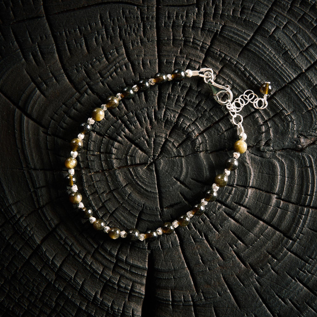 Bracelet en Obsidienne Dorée