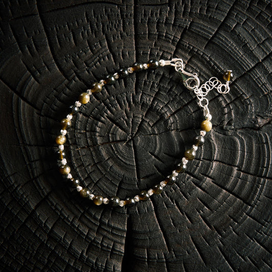 Bracelet en Obsidienne Dorée