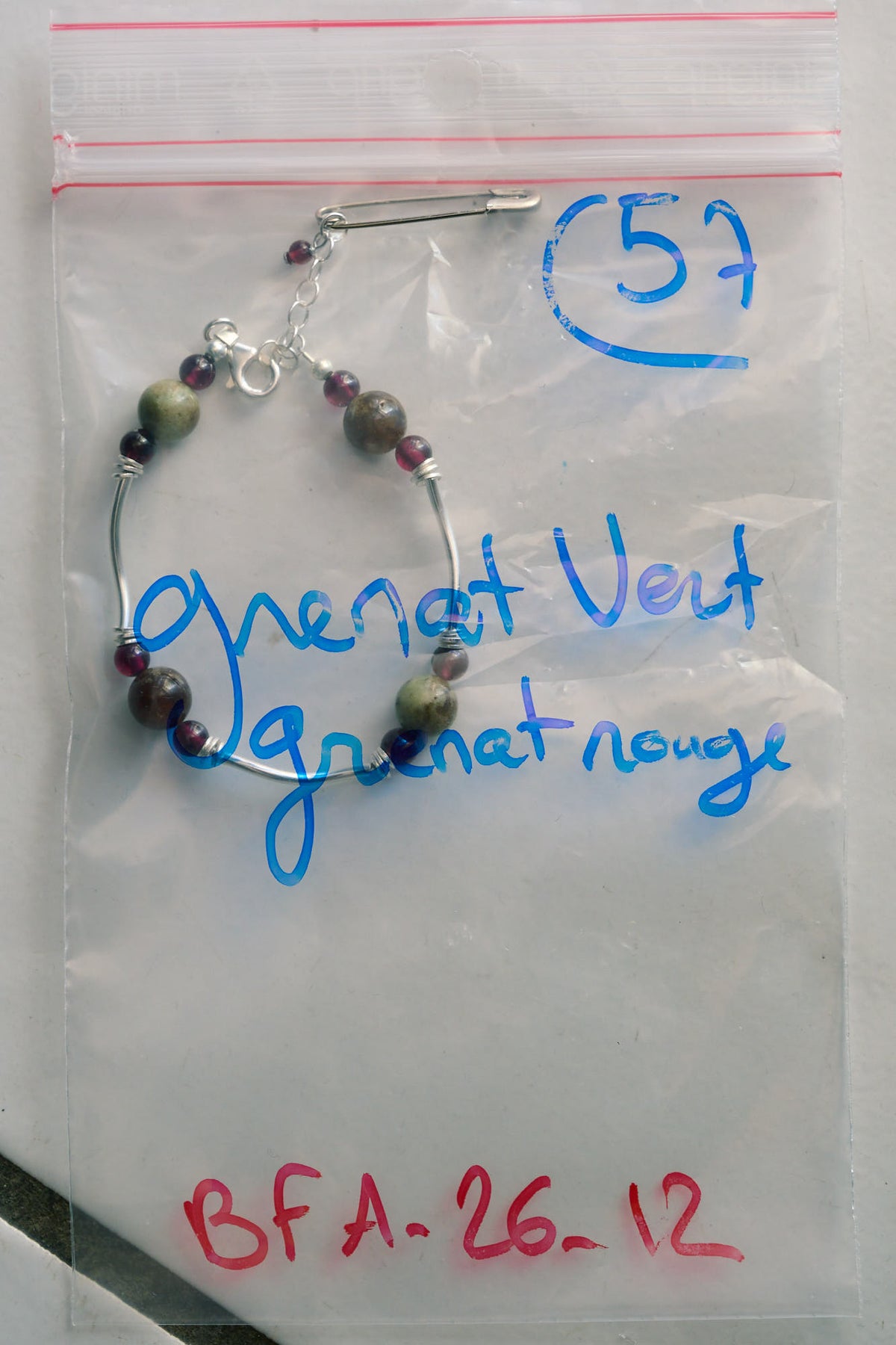 Bracelet en Grenat Vert et Grenat Rouge