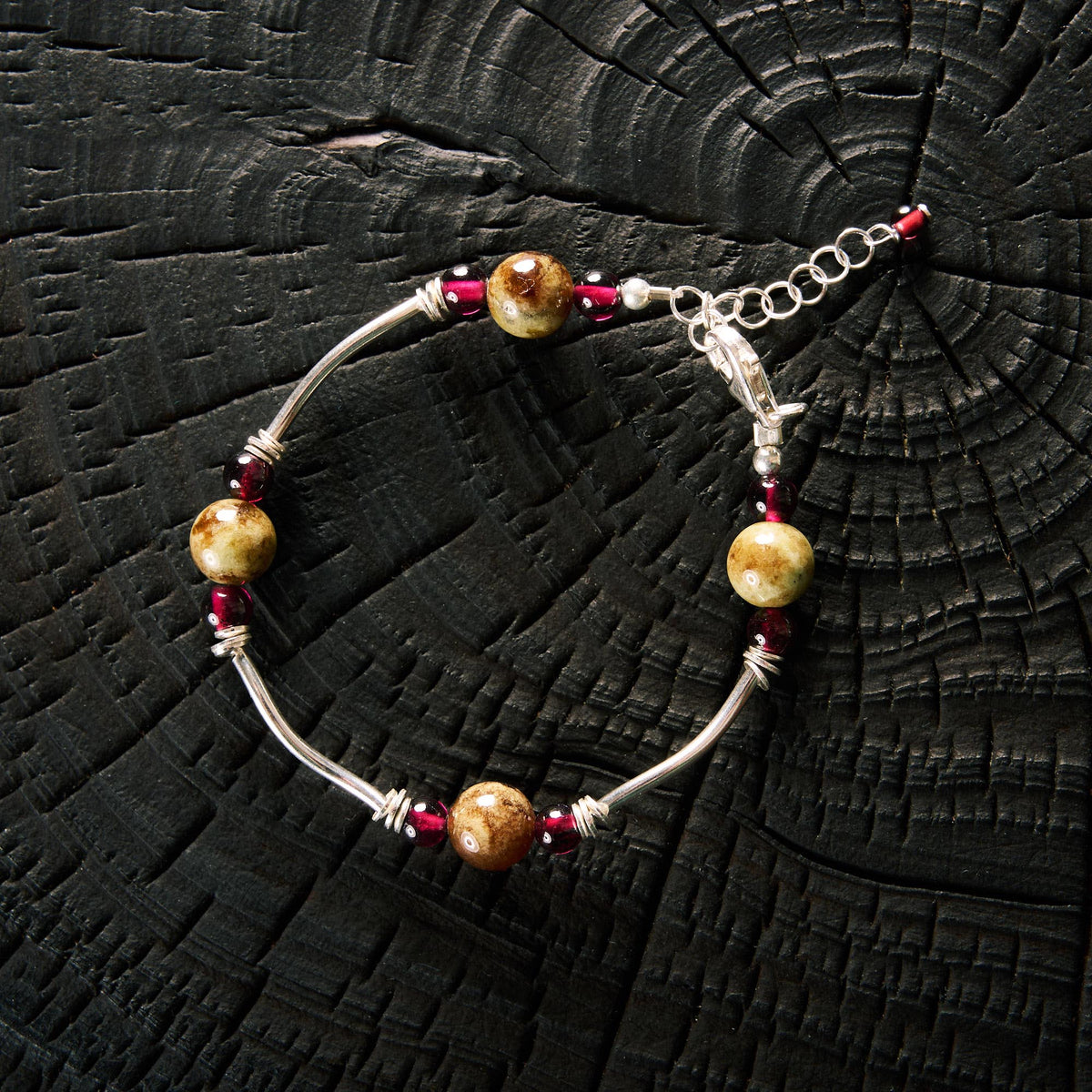 Bracelet en Grenat Rouge et Grenat Vert