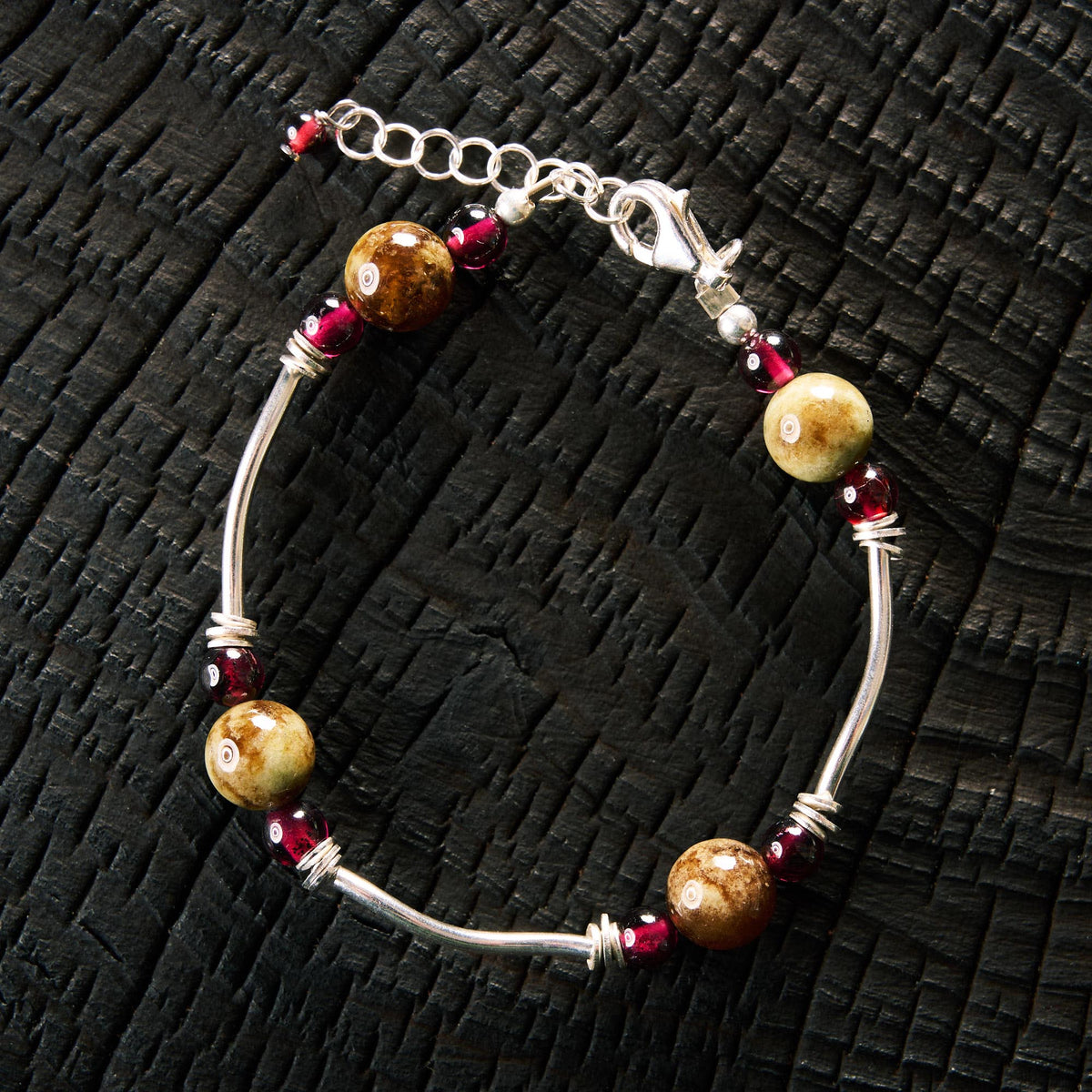 Bracelet en Grenat Rouge et Grenat Vert