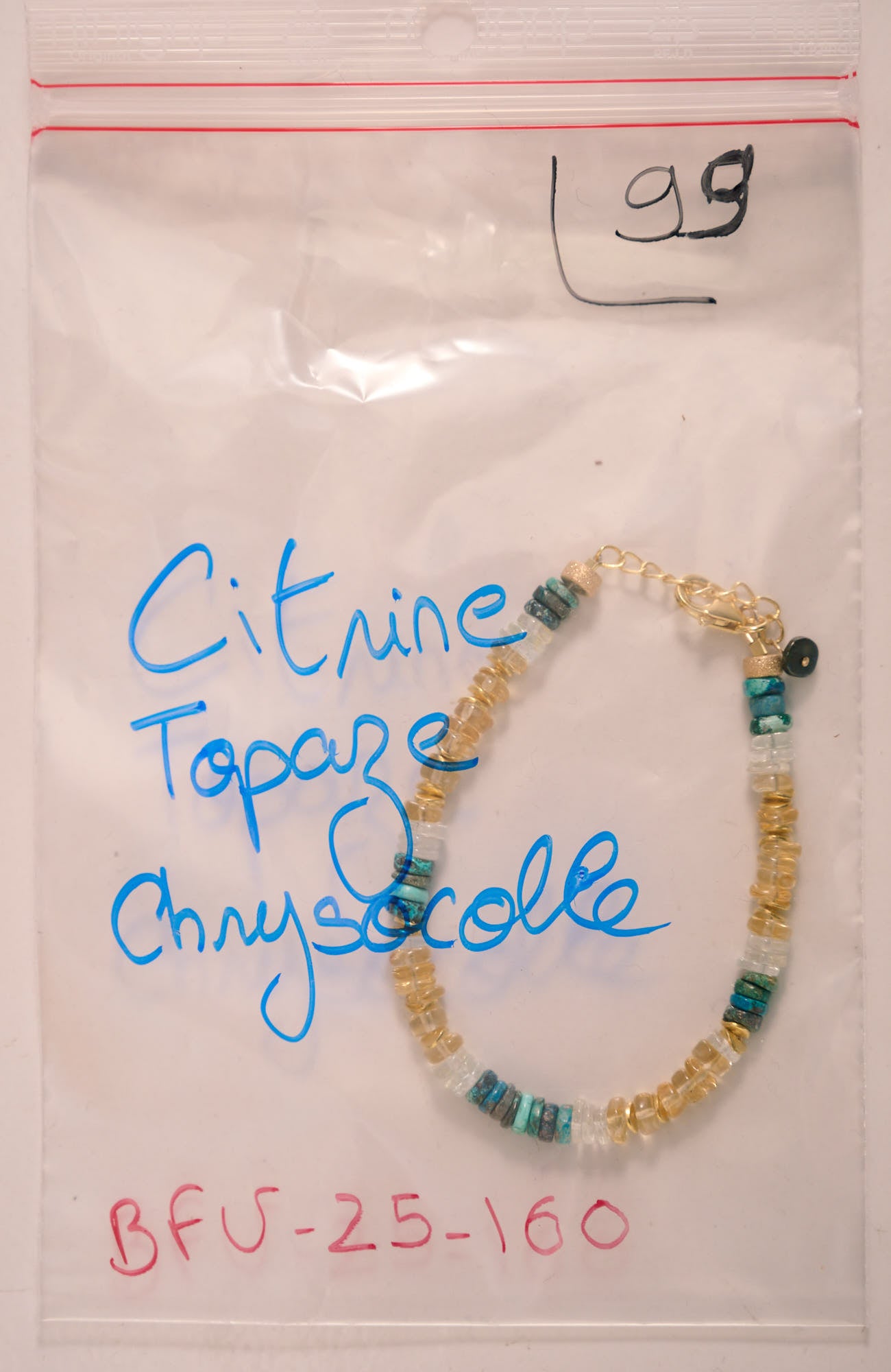 Bracelet en Citrine, Chrysocolle et Aigue Marine