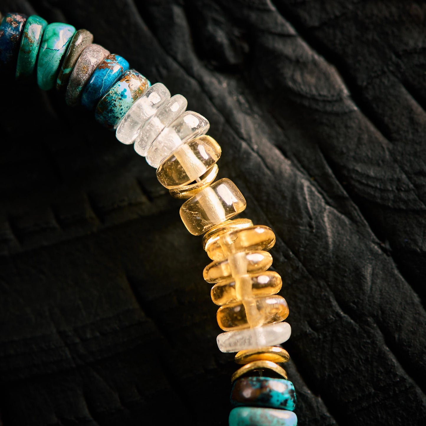 Bracelet en Ctrine, Chrysocolle et Aigue Marine