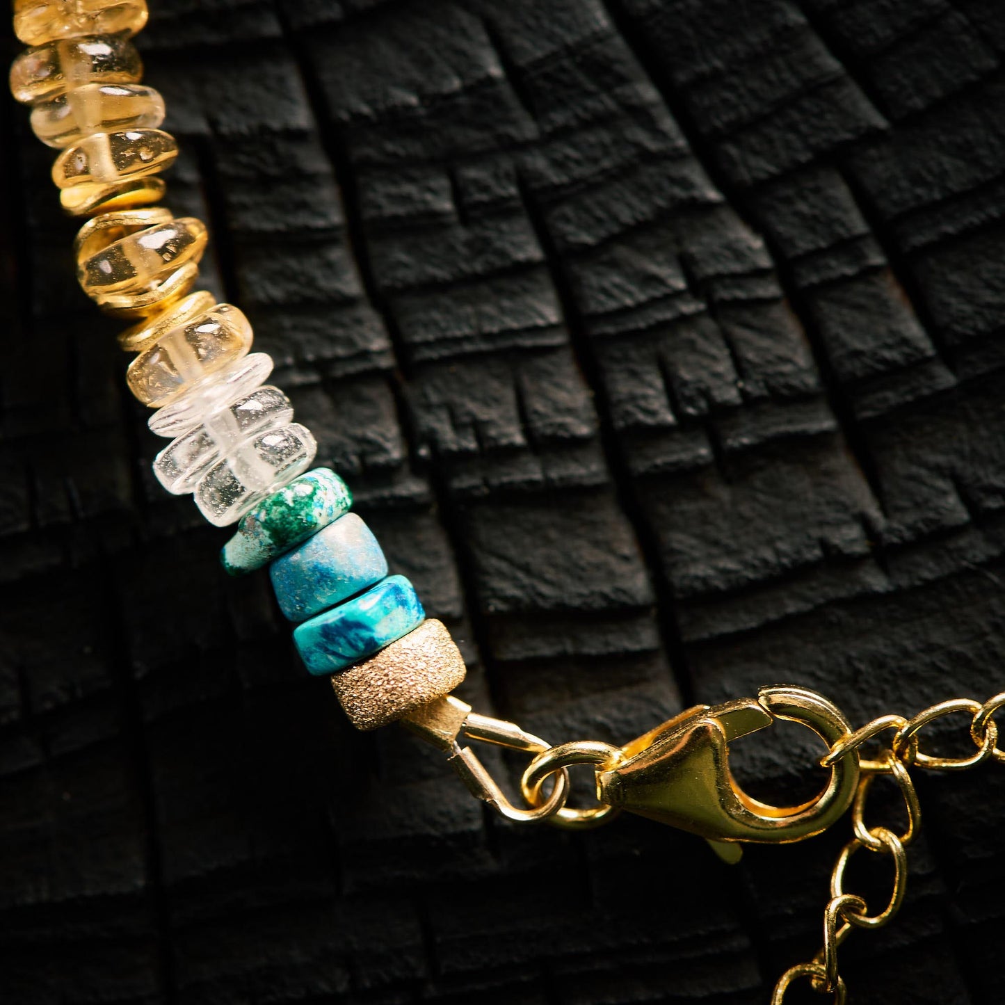 Bracelet en Ctrine, Chrysocolle et Aigue Marine