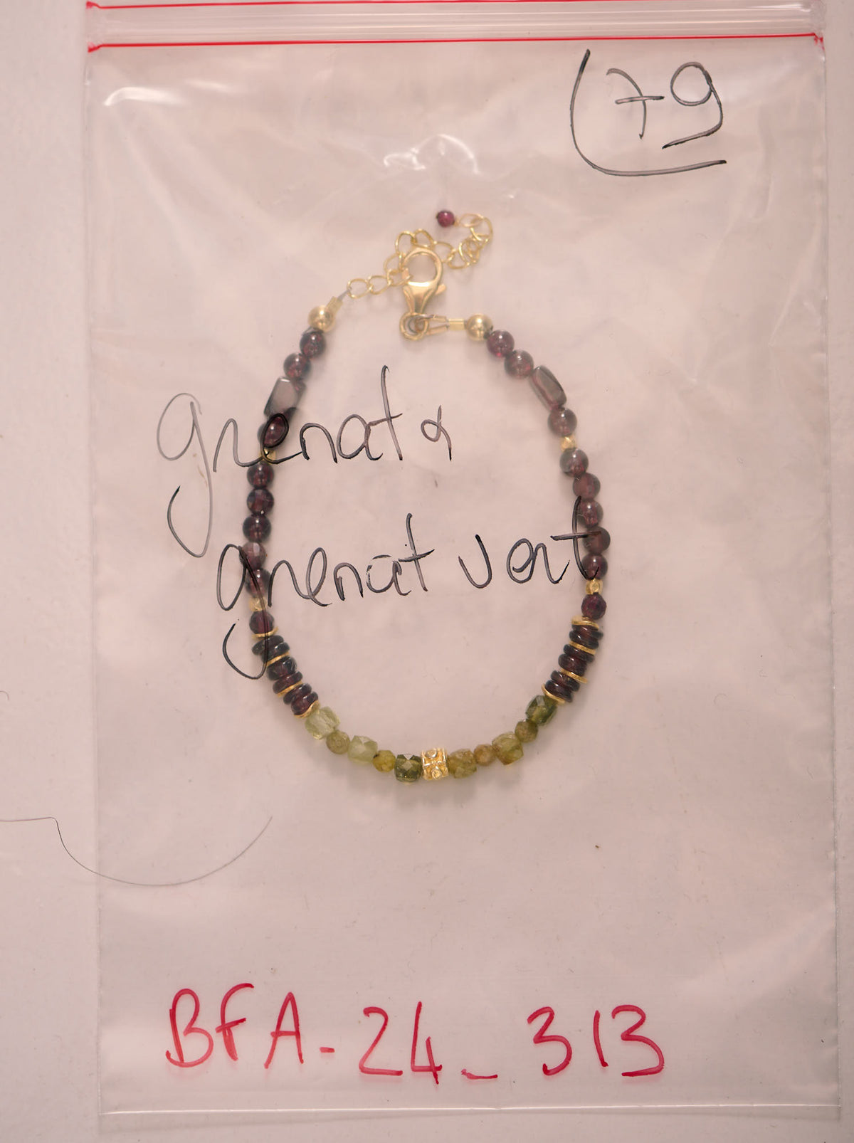 Bracelet en Grenat Rouge et Grenat Vert