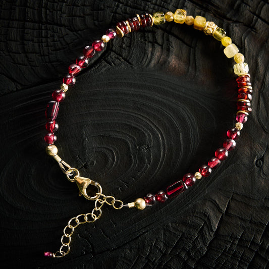 Bracelet en Grenat Rouge et Grenat Vert