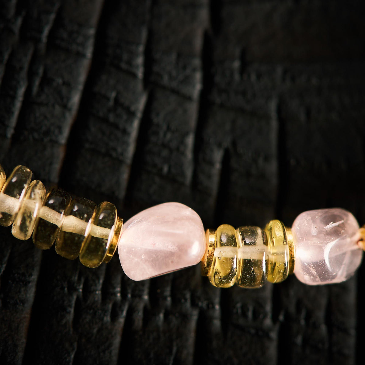 Bracelet en Quartz Rose et Quartz Citron