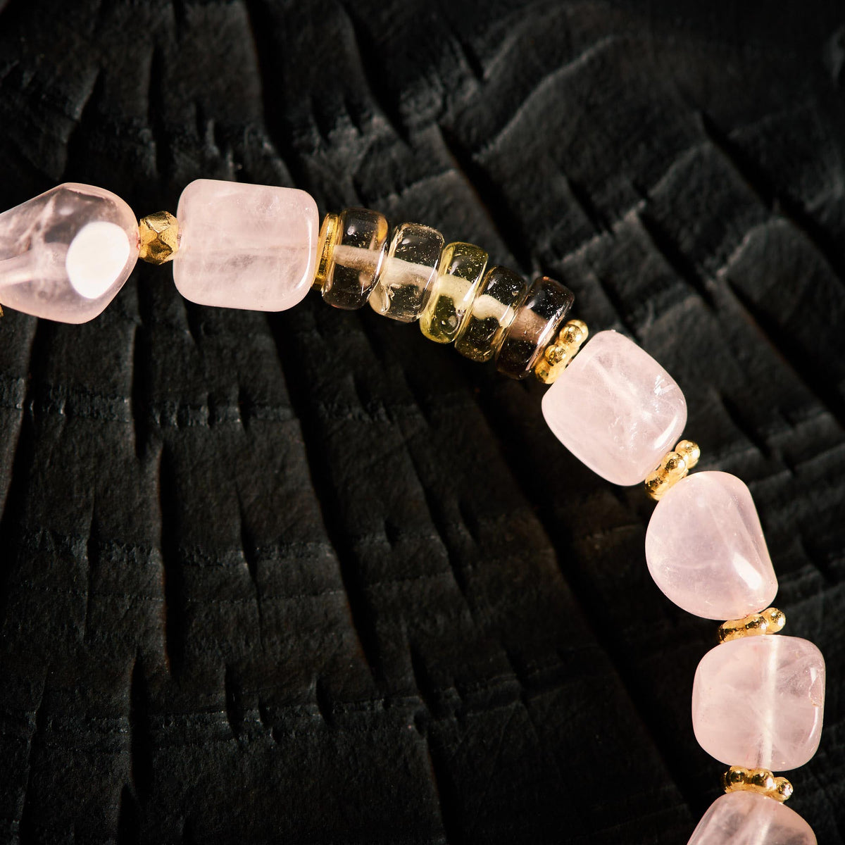 Bracelet en Quartz Rose et Quartz Citron