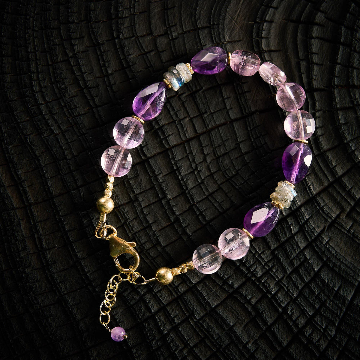 Bracelet en Labradorite et Améthyste