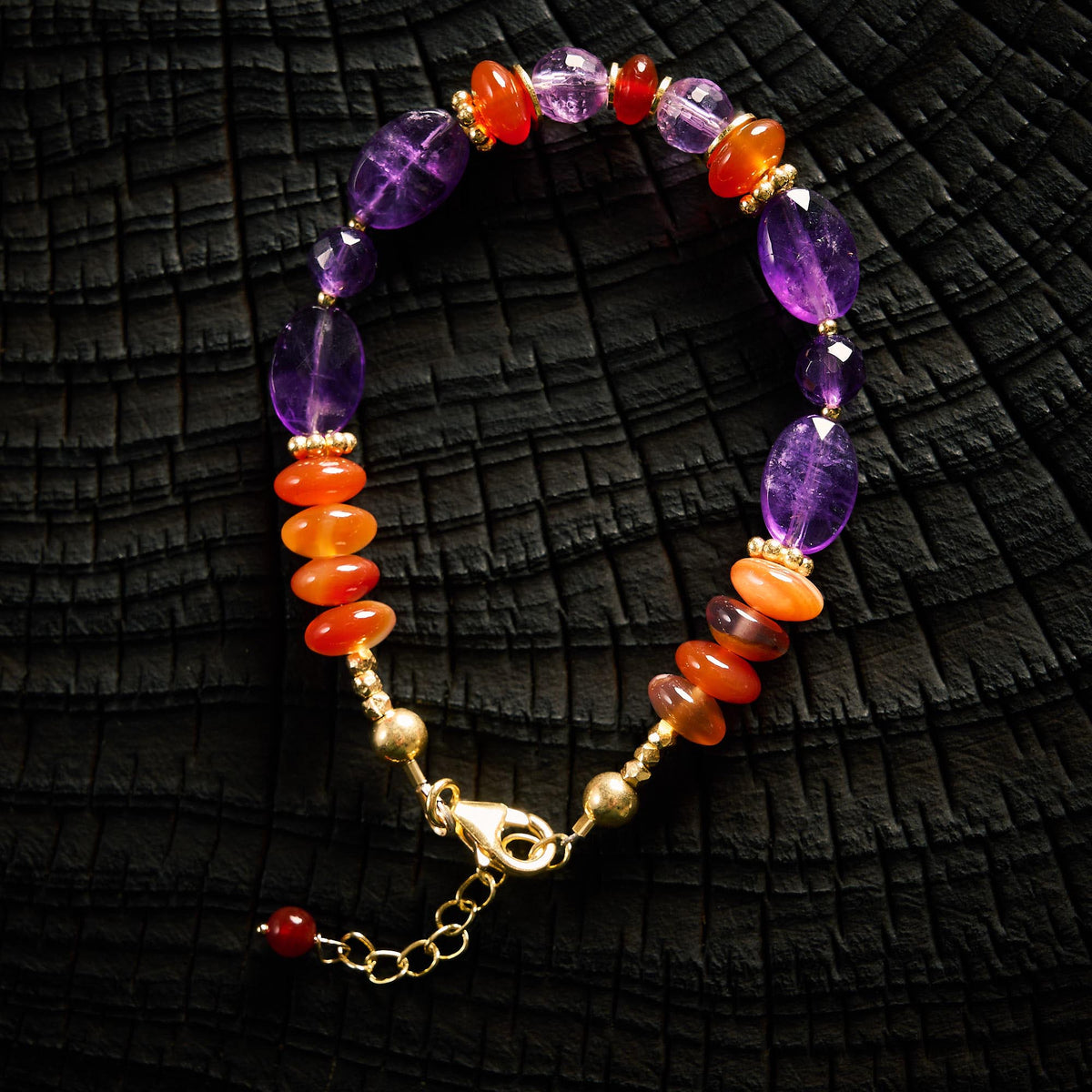 Bracelet en Cornaline et Améthyste