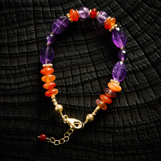 Bracelet en Cornaline et Améthyste