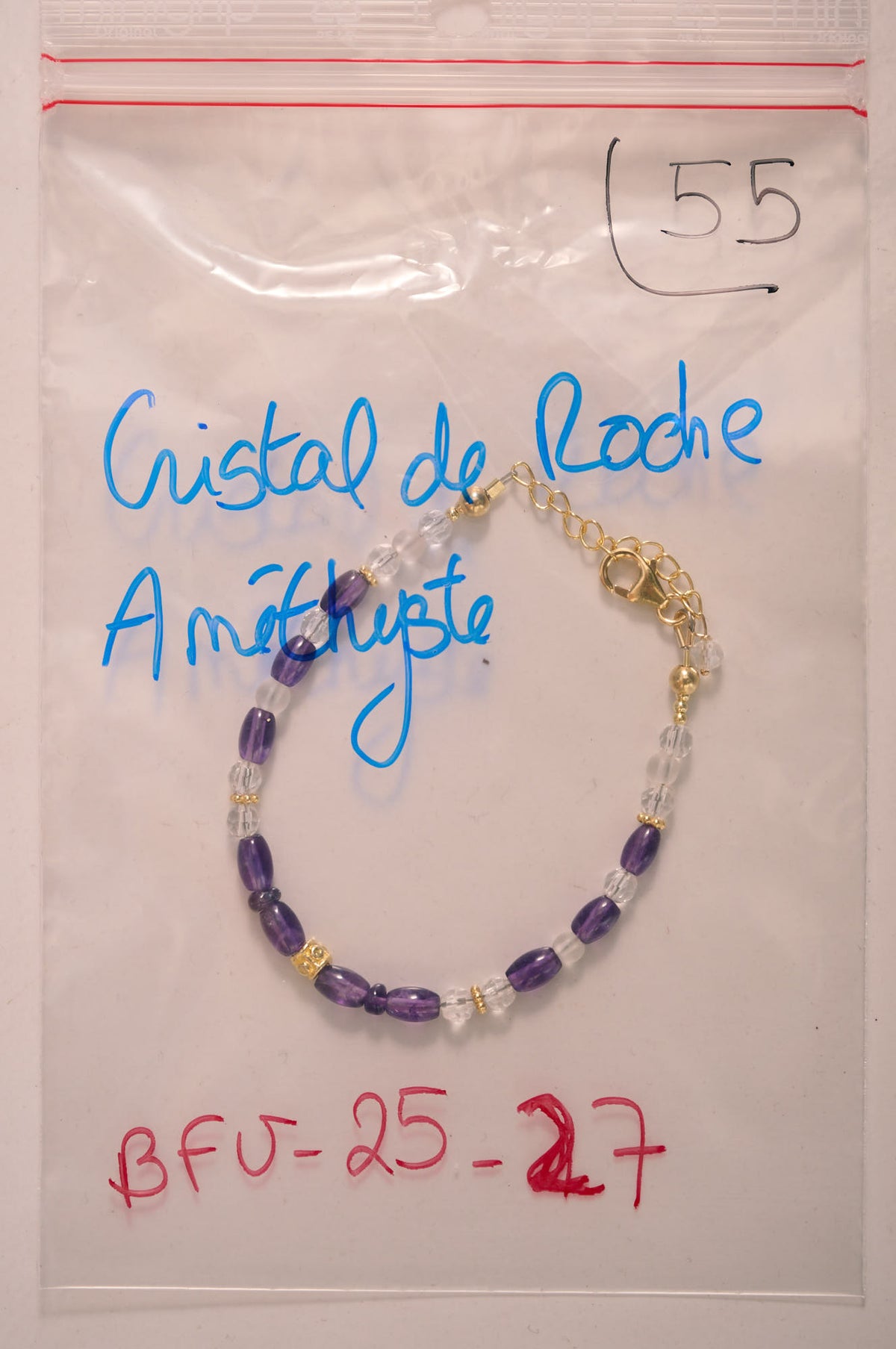 Bracelet en Cristal de Roche et Améthyste