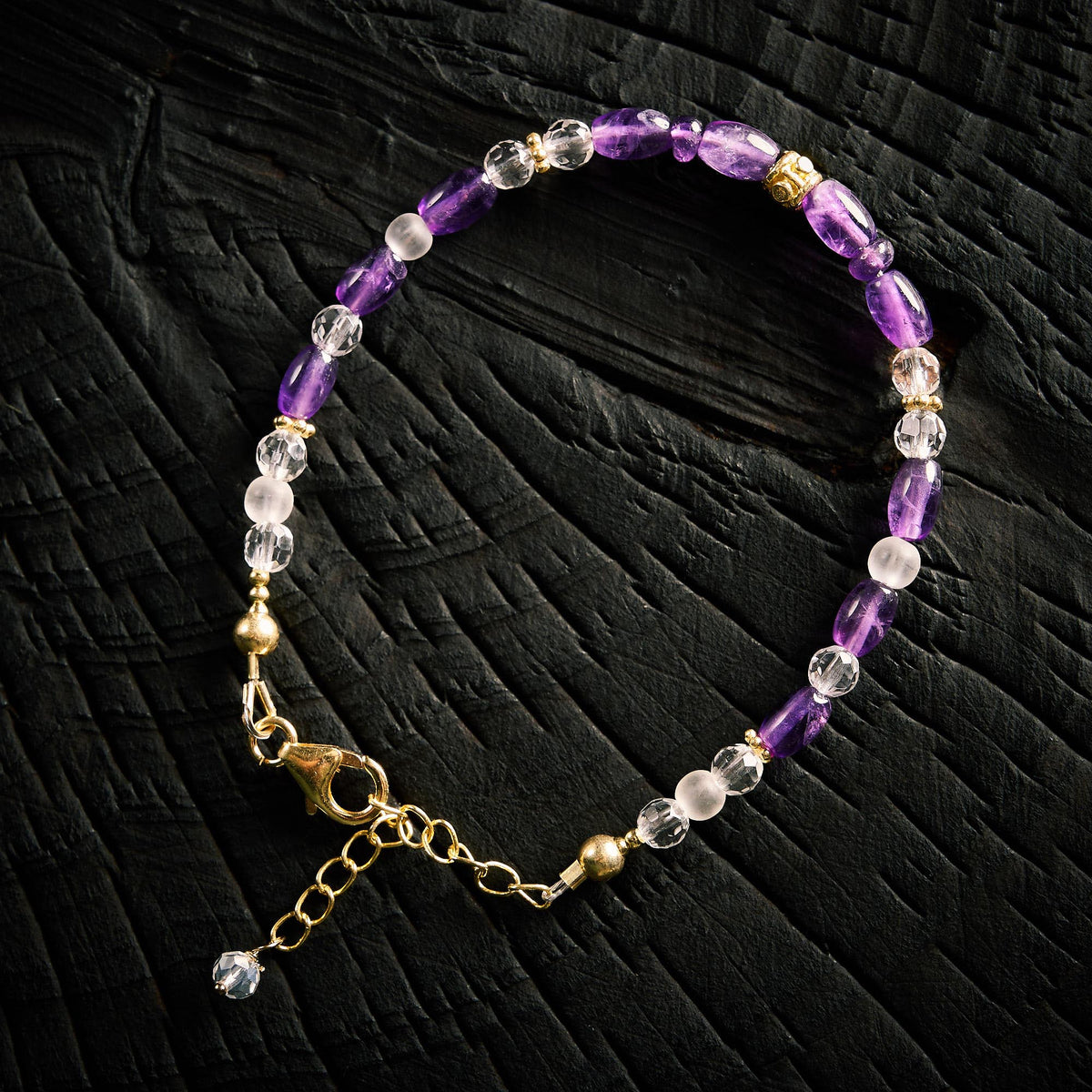 Bracelet en Améthyste et Cristal de Roche