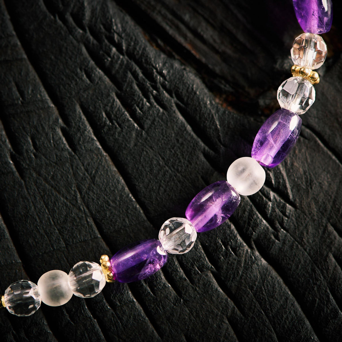 Bracelet en Améthyste et Cristal de Roche