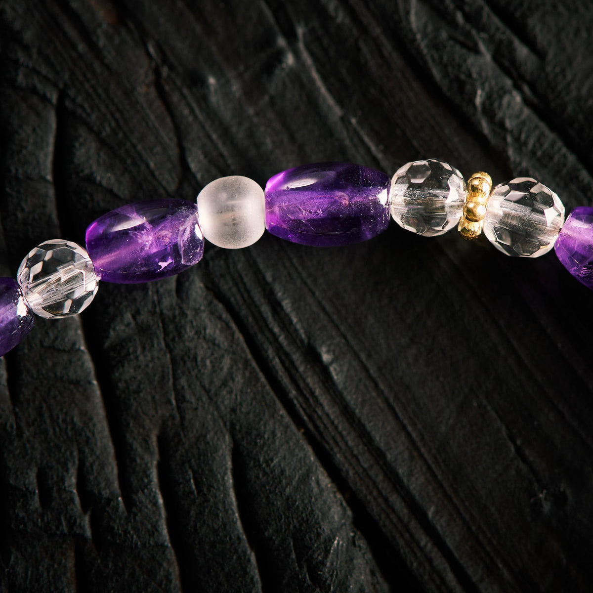 Bracelet en Améthyste et Cristal de Roche
