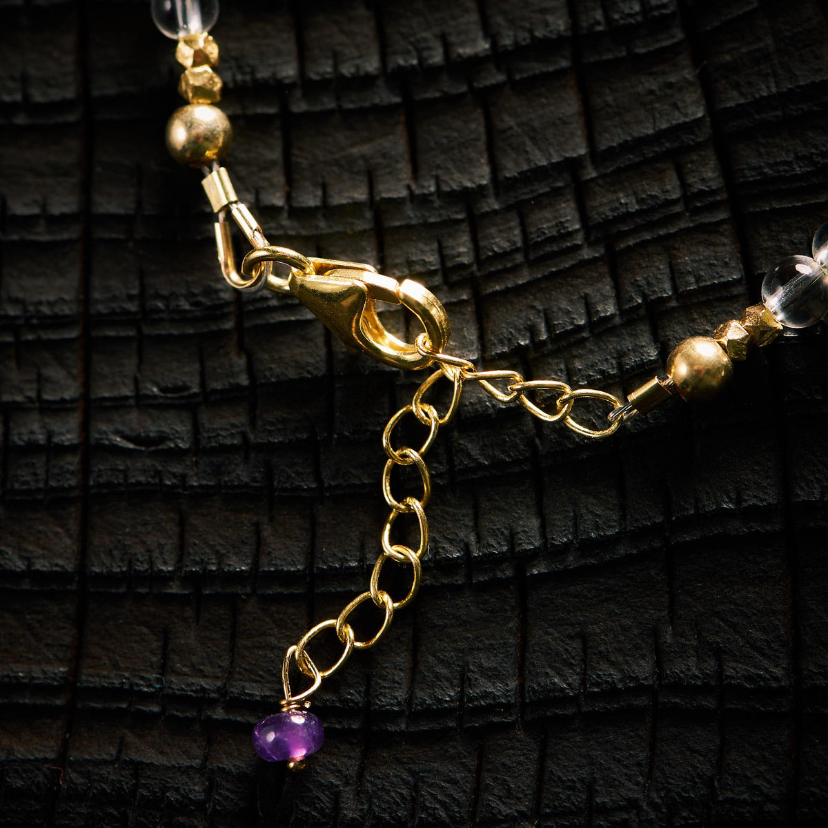 Bracelet en Cristal de Roche, Améthyste , Péridot - Olivine