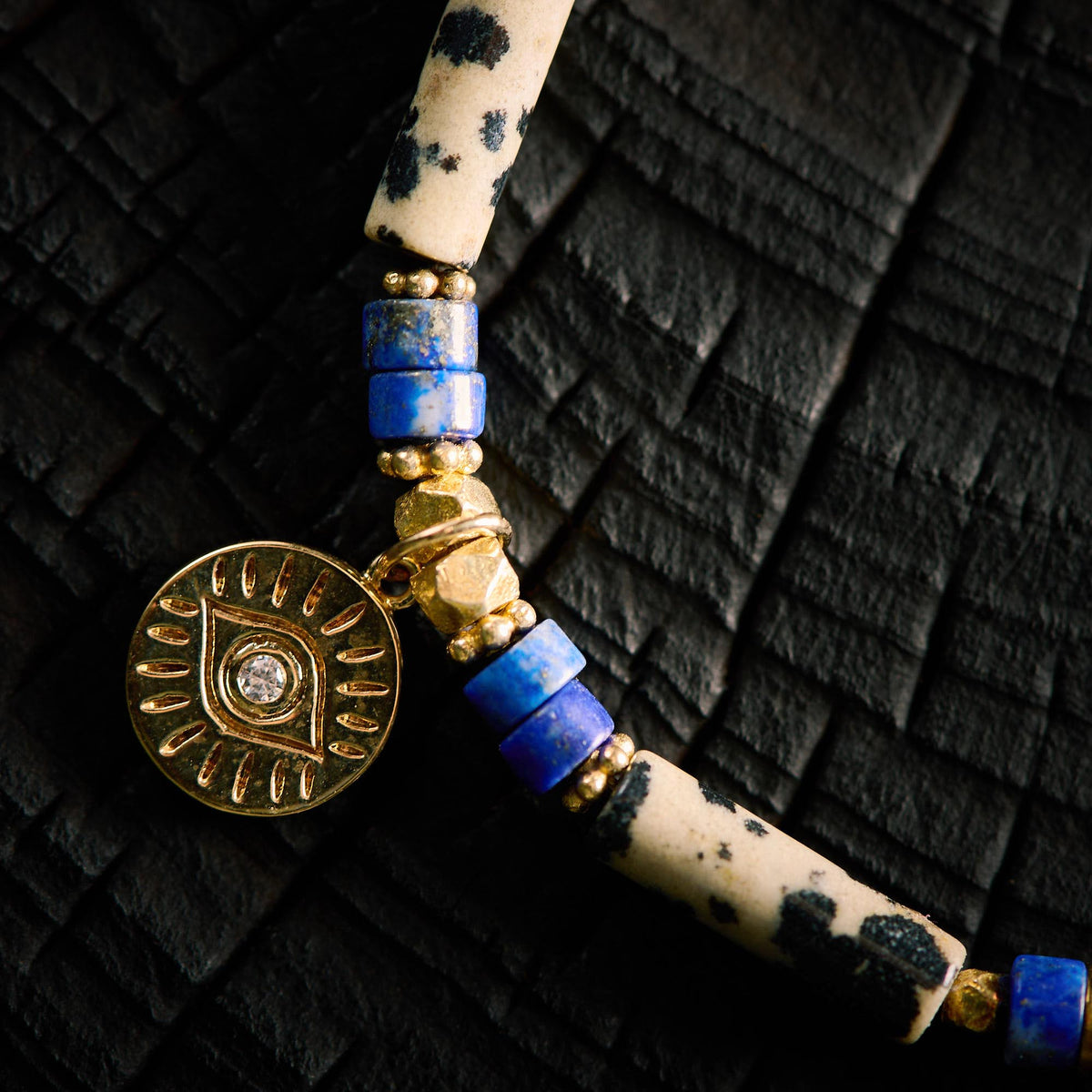 Bracelet en Jaspe Dalmatien et Lapis Lazuli