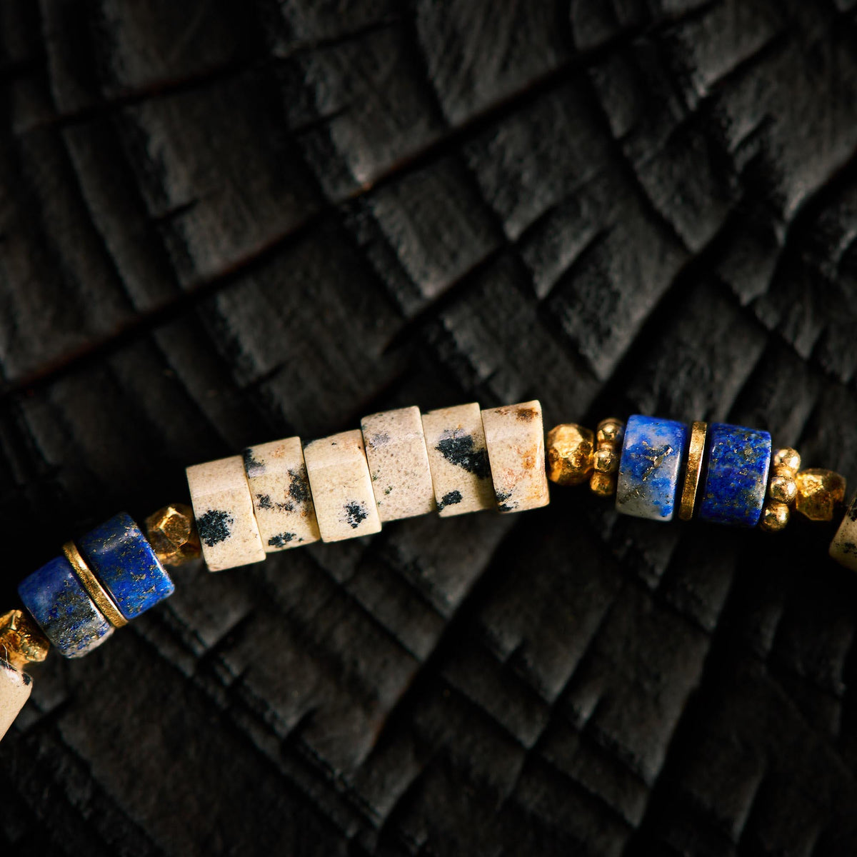 Bracelet en Jaspe Dalmatien et Lapis Lazuli