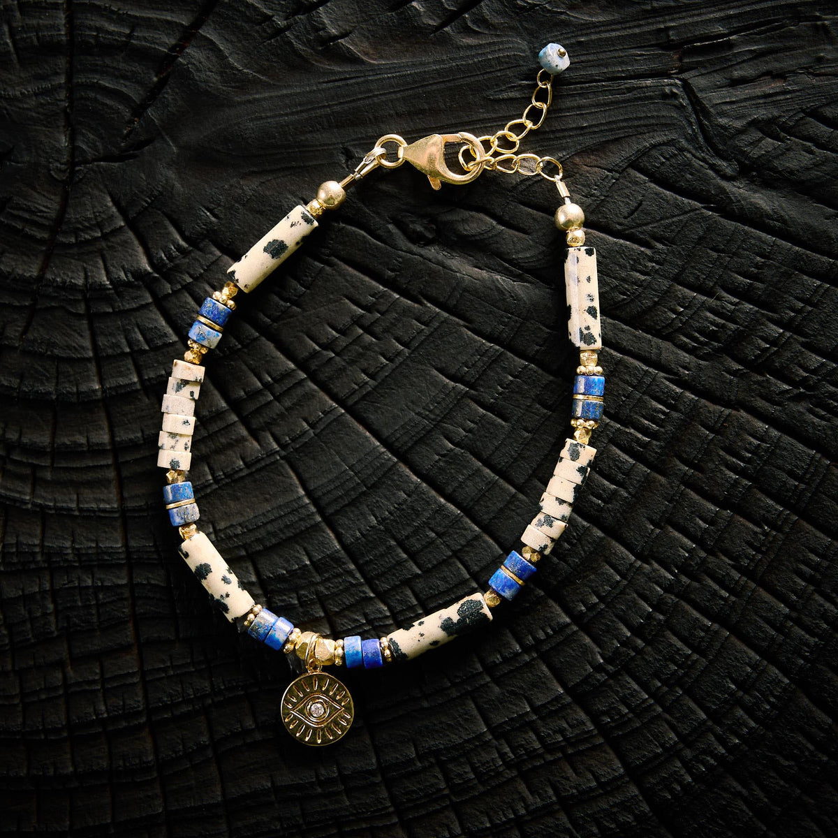 Bracelet en Jaspe Dalmatien et Lapis Lazuli