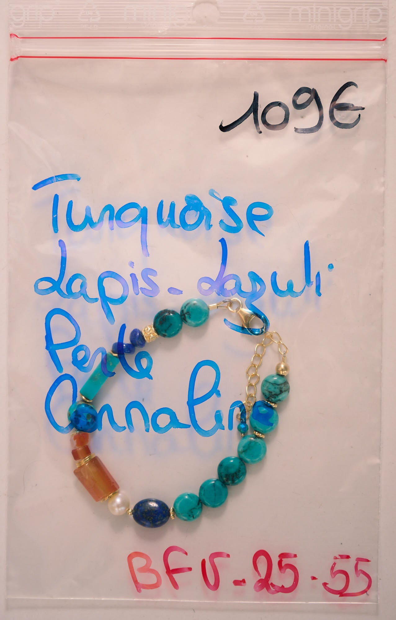 Bracelet en Turquoise, Lapis Lazuli, Perles et Coraline