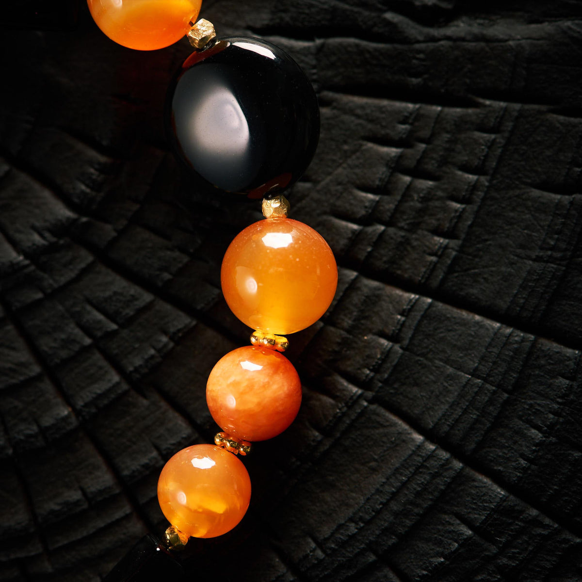 Bracelet en Cornaline et Agate Noire - Onxy