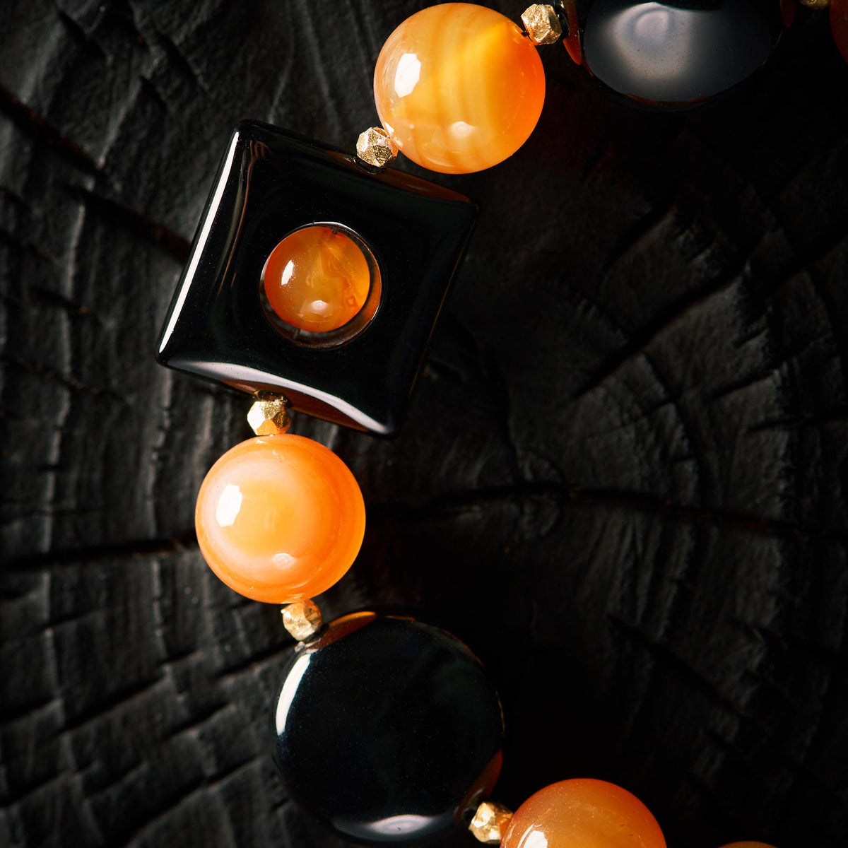 Bracelet en Cornaline et Agate Noire - Onxy