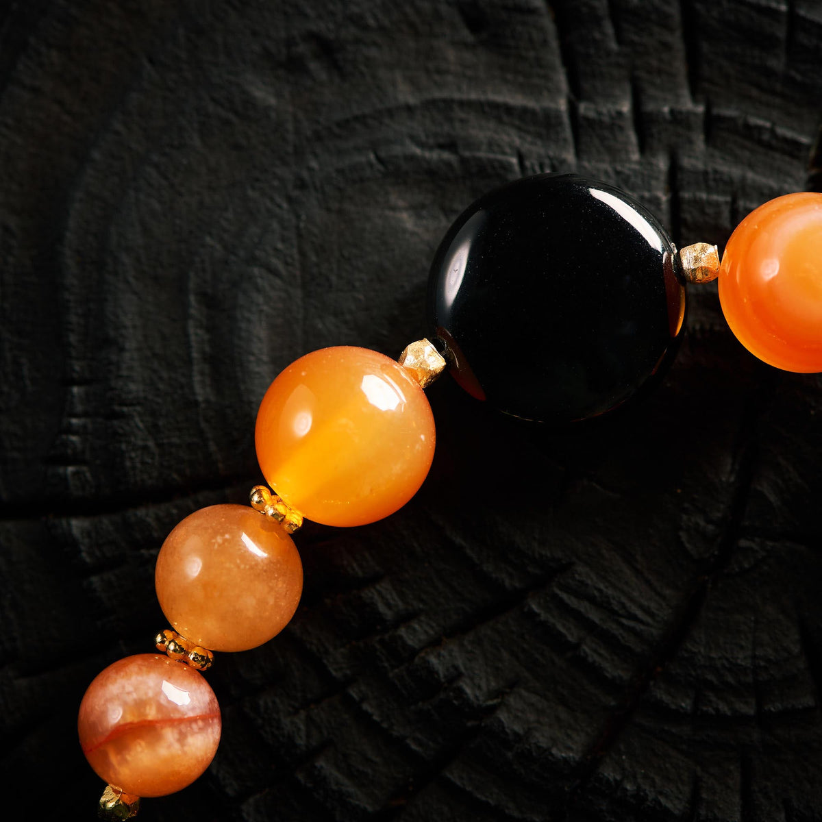 Bracelet en Cornaline et Agate Noire - Onxy